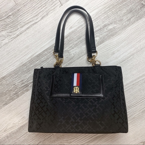 Tommy Hilfiger Black Monogram Tote Shopper Bag - Picture 1 of 7